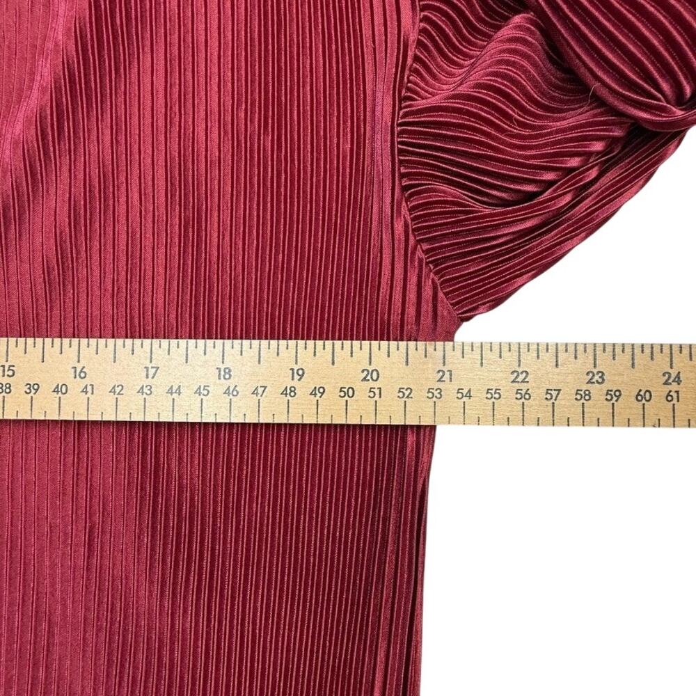 Waverles Pleated 2 Piece Set Burgundy Button Shirt Pants S Resort Lounge - Picture 8 of 16
